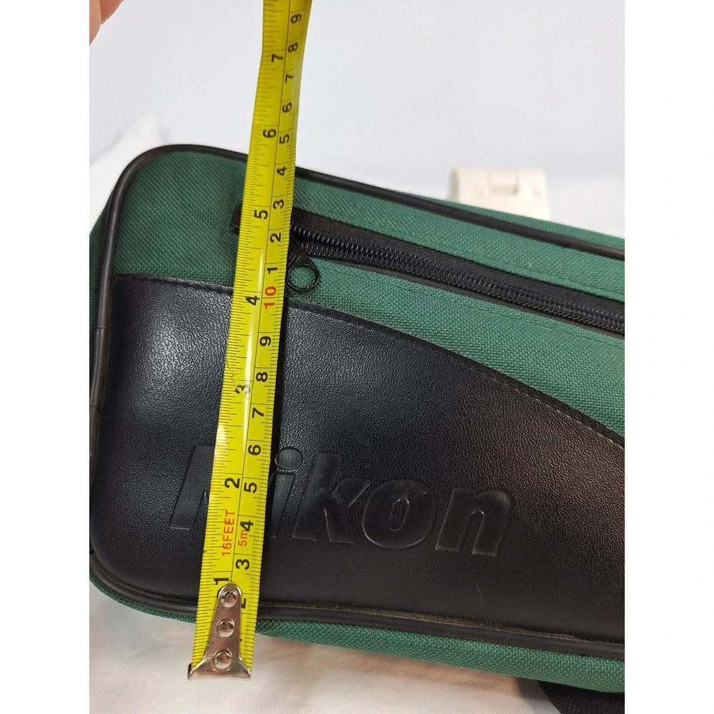 Nikon Camera lens Bag Green Canvas Black Trim Shoulder Strap Vintage‎ Case